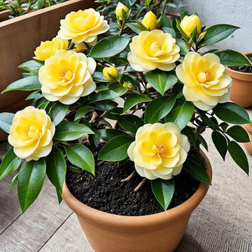 Organic Heirloom Camellia Light Yellow Flower Seeds – Non-GMO Ornamental Seeds for Planting